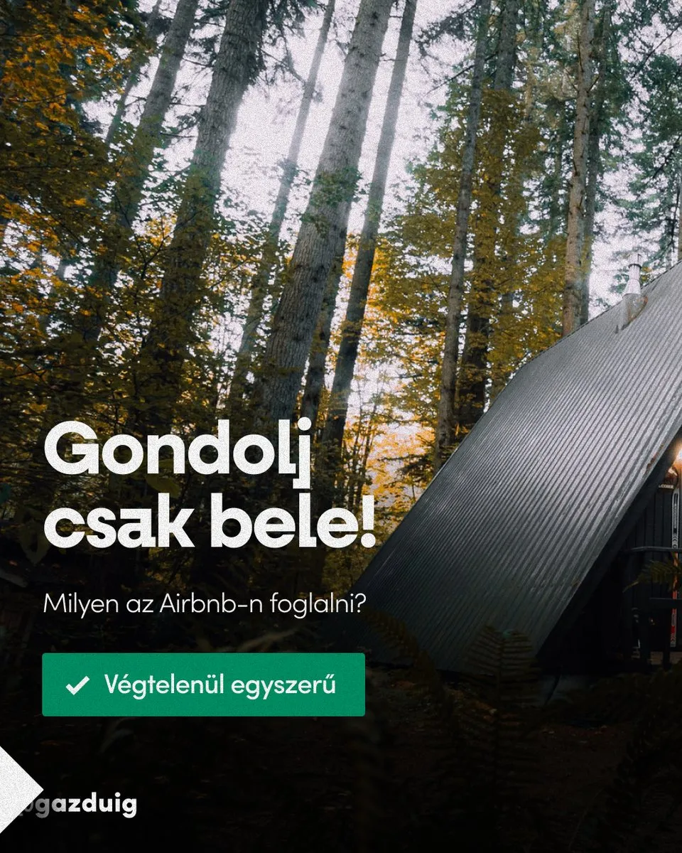 Erdei faház fotója a kérdéssel, milyen az Airbnb-n foglalni, és a válasszal, hogy végtelenül egyszerű.