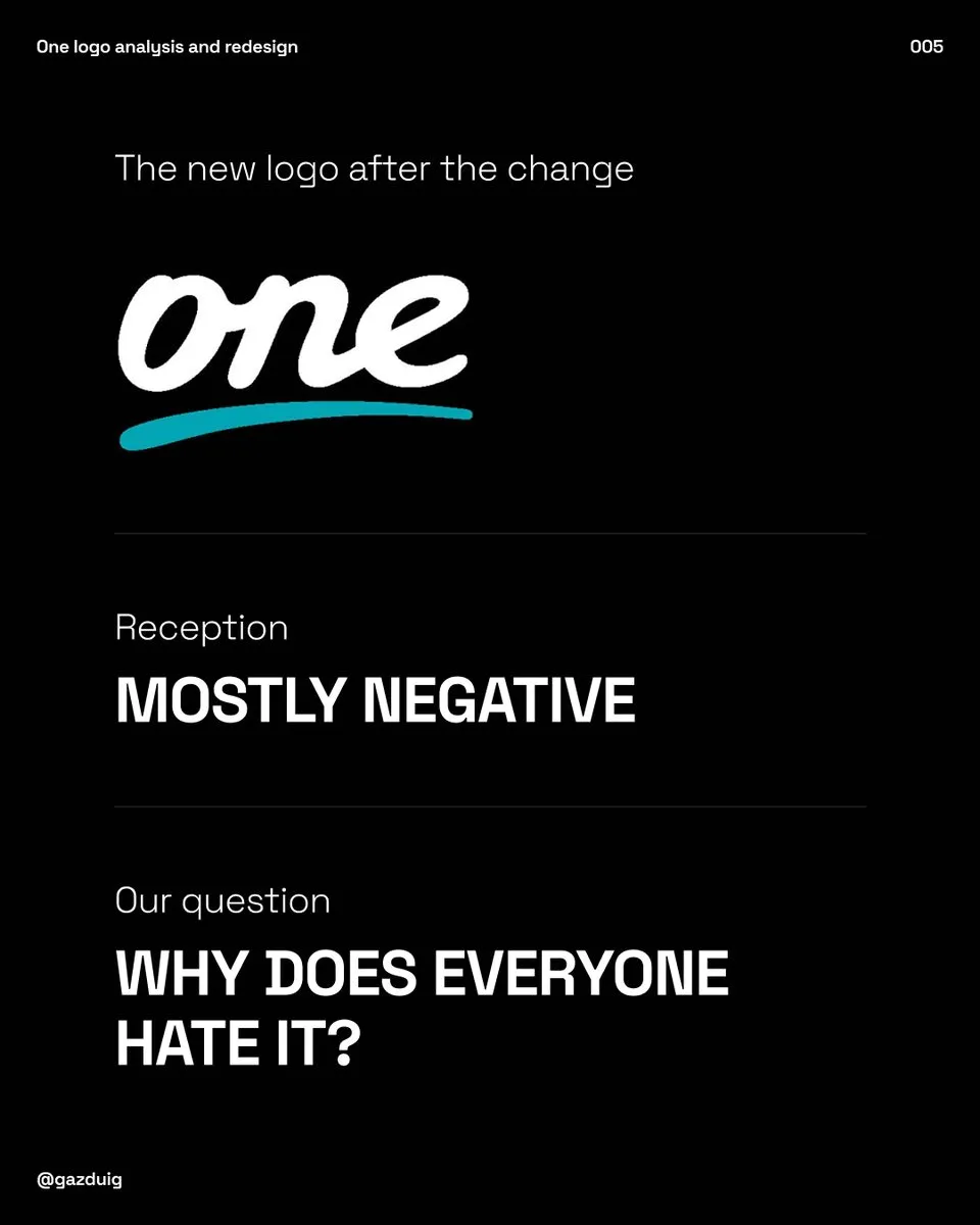 The new One logo with handwritten letters and a sweeping underline on a dark background