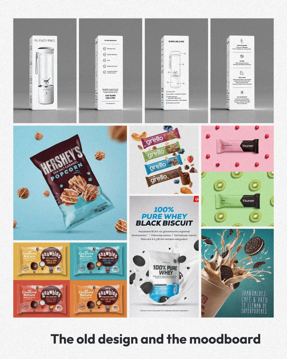 The old BlendyPRO box and the moodboard put together for the redesign