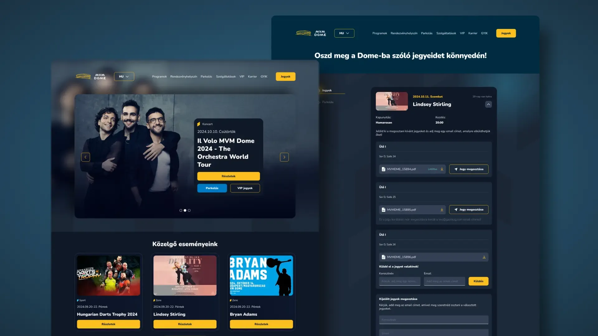 MVM Dome website and app, image 4