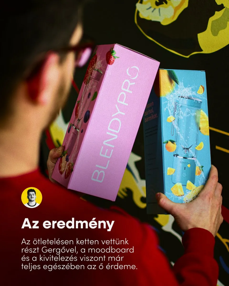 Az új BlendyPRO doboz kézben, élénk színekkel