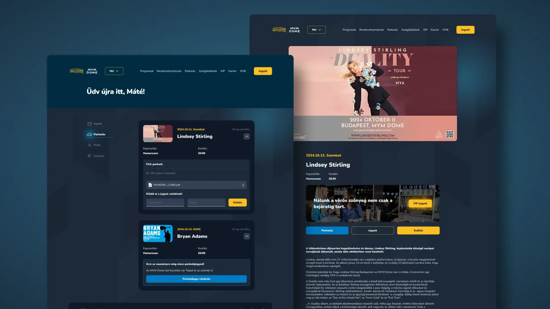 MVM Dome website and app, image 5