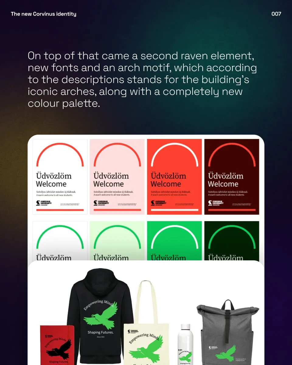 The second raven, the arch motif and the new colours on publications and merchandise