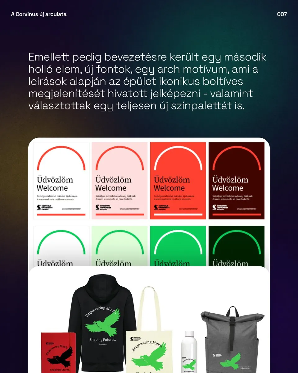A második holló elem, az ív motívum és az új színek kiadványokon és ajándéktárgyakon
