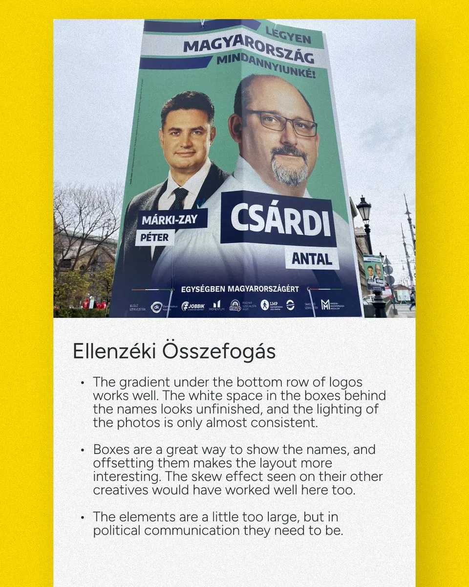 The 2022 Ellenzéki Összefogás poster with graphic notes