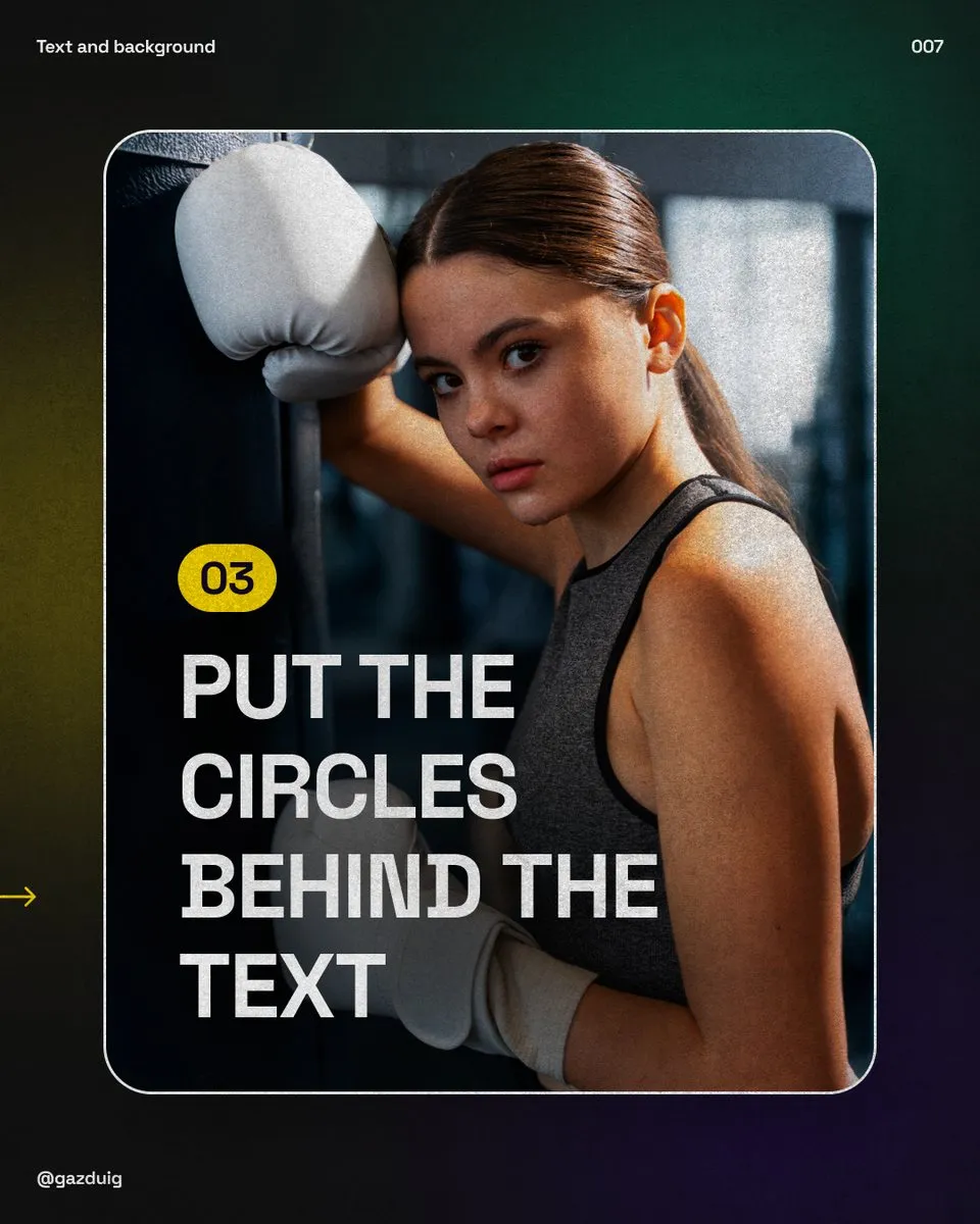 The photo of the woman boxer with dark, blurred patches behind the caption, so the text is now easy to read.