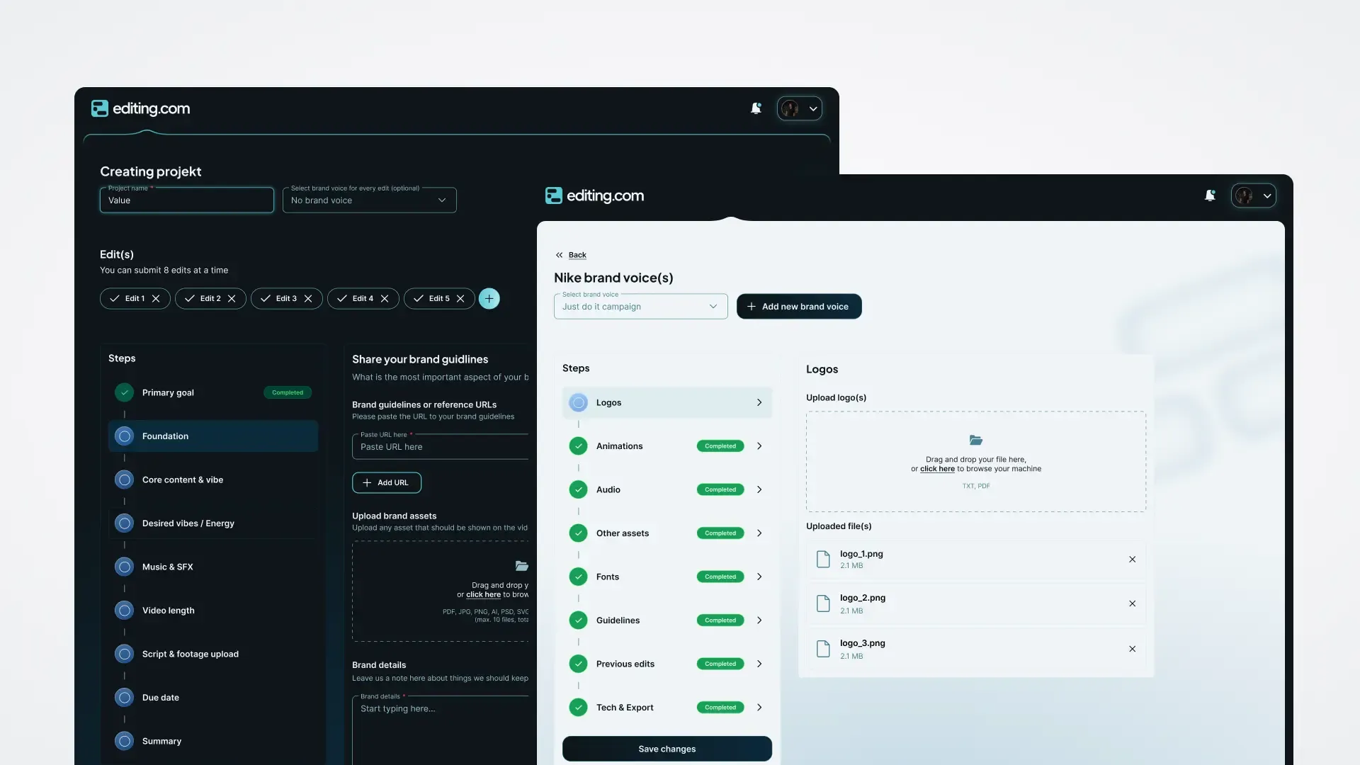 Editing.com identity and product design