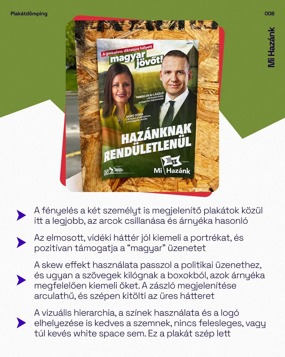 A Mi Hazánk 2024-es plakátja grafikai megjegyzésekkel