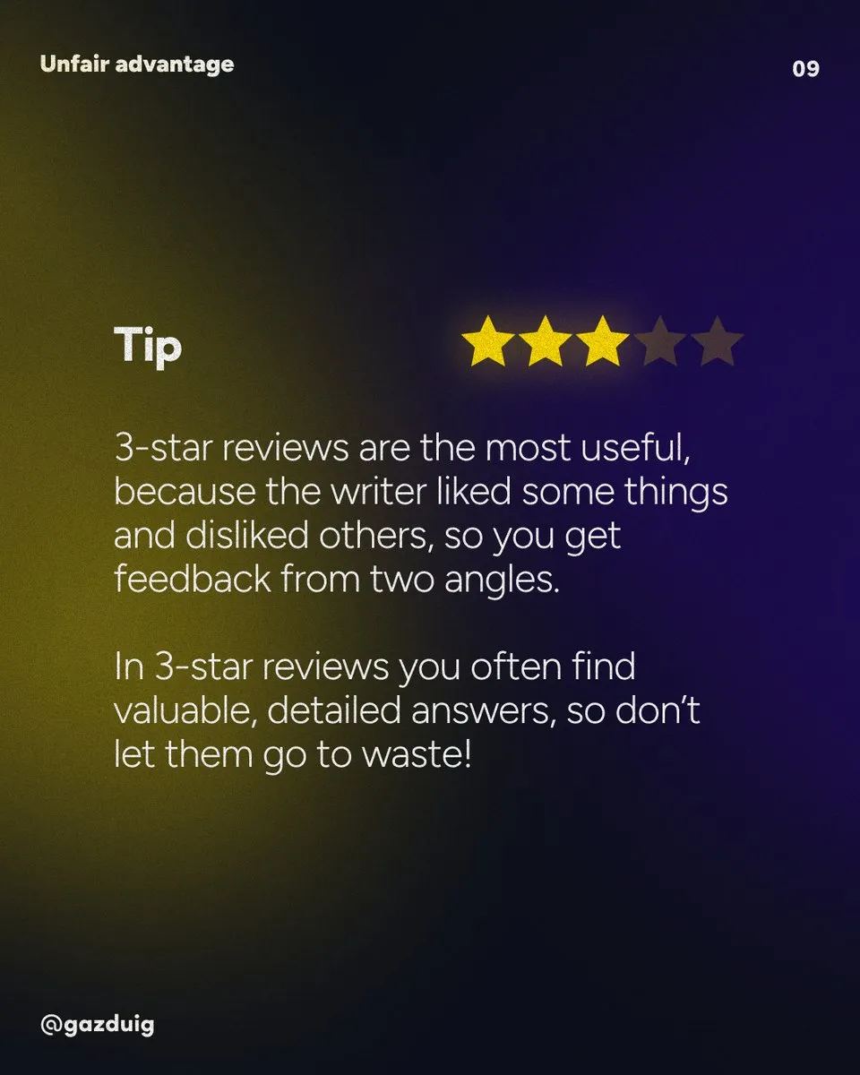 Slide with three filled stars saying that three-star reviews give you feedback from two angles.