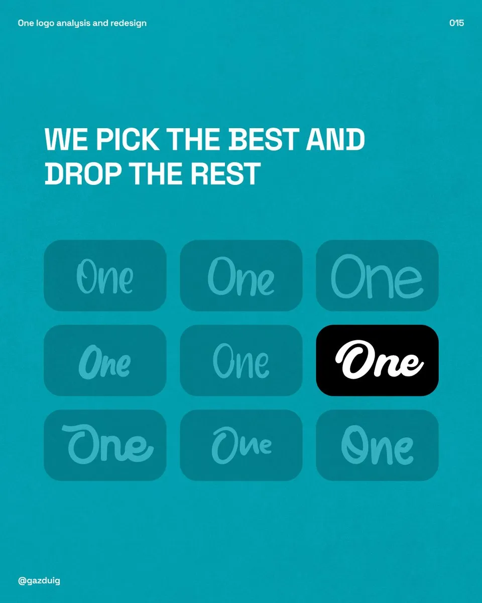 Nine One wordmarks set in different handwritten typefaces, with one highlighted