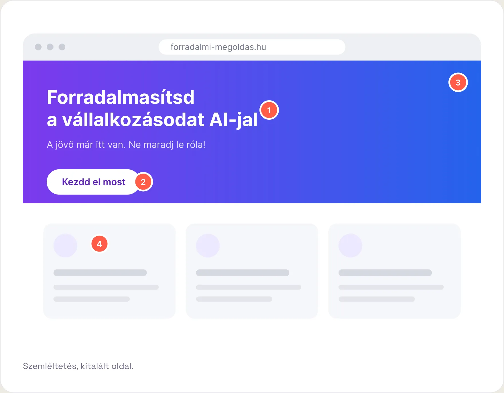 Kitalált, AI-jal készült mintaoldal a hibák helyével jelölve
